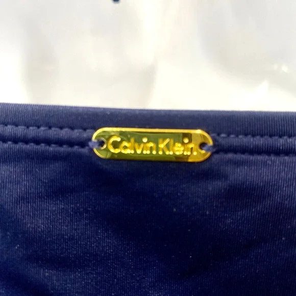 Calvin Klein Halter Swimsuit Cami Tankini Tank Top Blue sz S Padded Cups - Picture 5 of 5